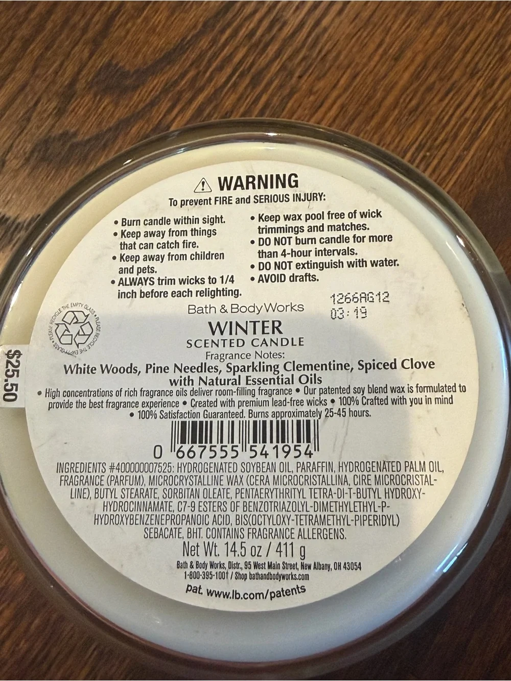 Bath & Body Works Winter Scented Candle - Blue & White